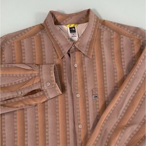 The North Face A5 Series Shirt Men's L Brown Stripe Button Casual DadCore